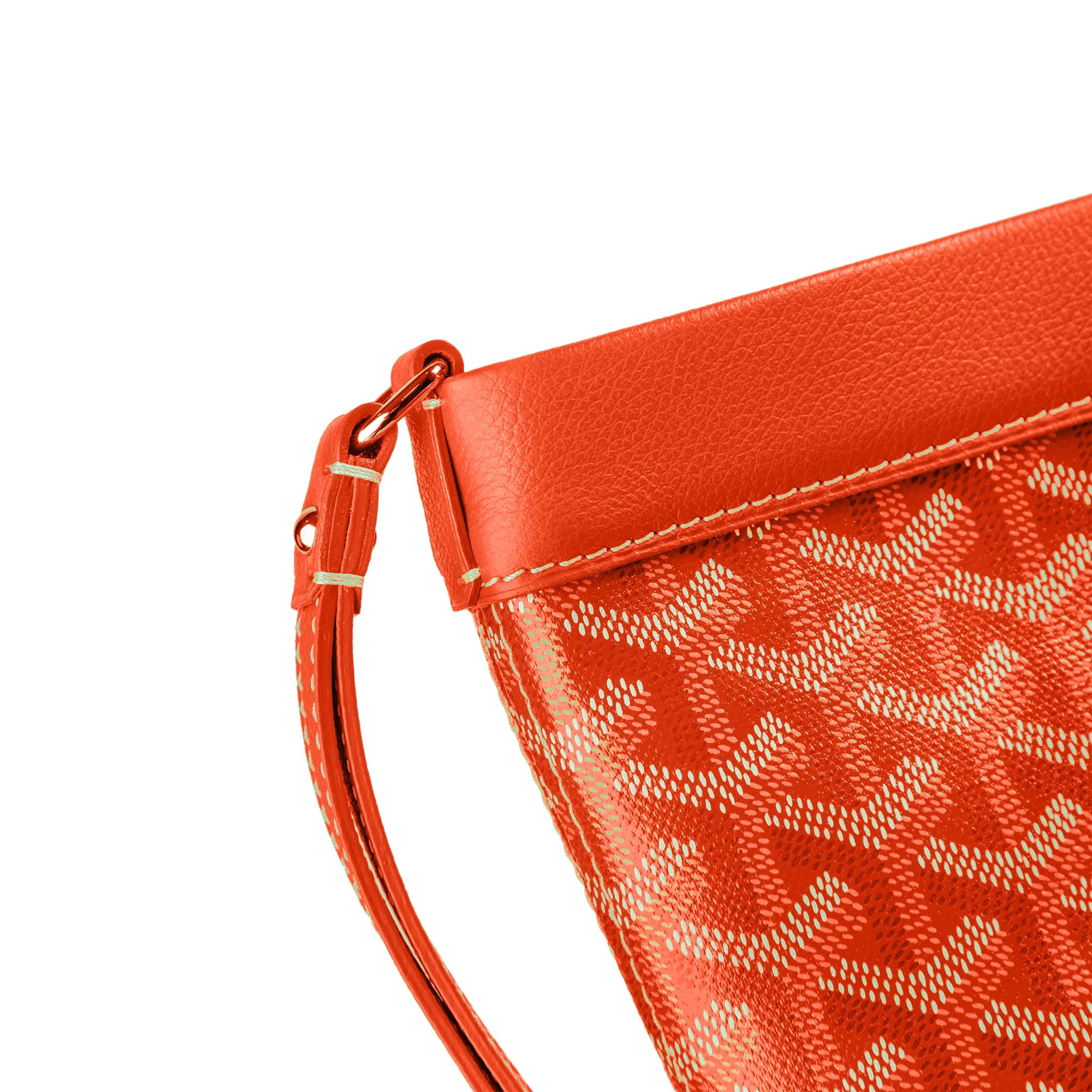 Detail side view of Goyard Conti Orange Pouch